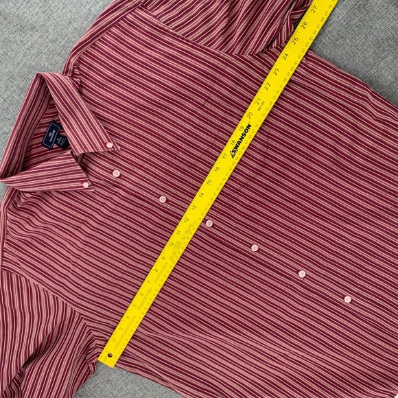 Vintage Men's Dockers Red Striped XL Button Down Shirt Cotton Long Sleeve - Picture 8 of 10